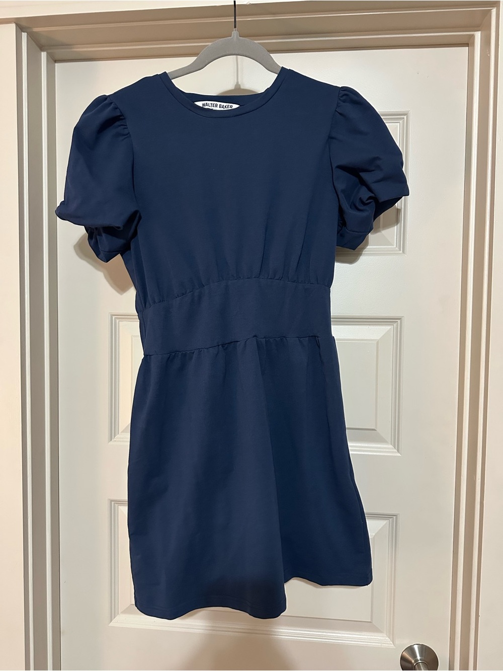 Walter Baker Navy Puff-Sleeve Dress